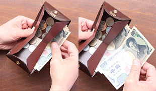 お札もカードも取り出しやすい